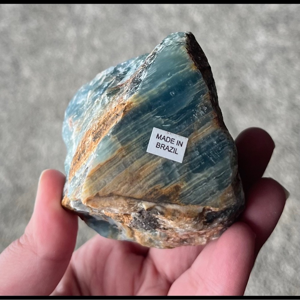 β¨ HP β¨ Lemurian Aquatine Calcite/Brazilian Blue Onyx β¨ Point β¨ - Picture 4 of 13
